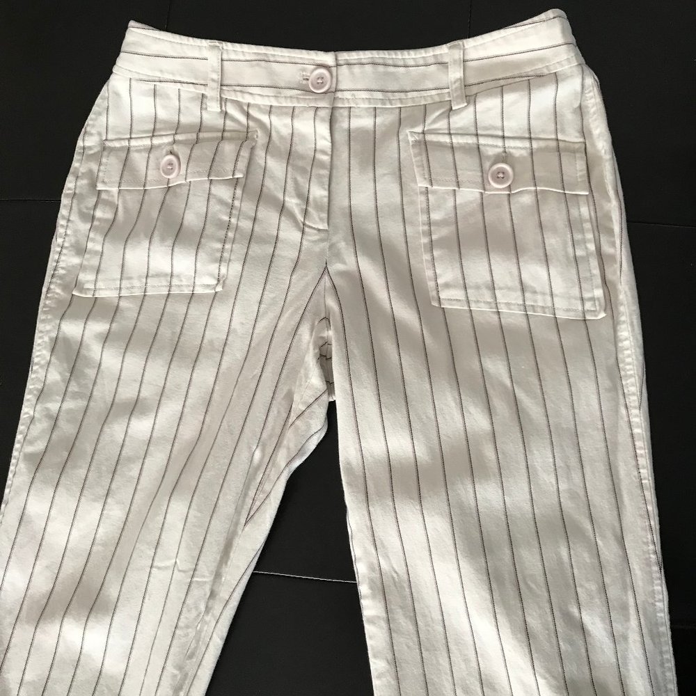 Ann Taylor LOFT Petite Stretch, Cream Pinstripe